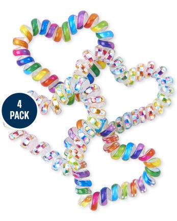 Paquete de 4 pulseras de espiral arcoíris para niñas