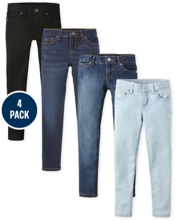 Girls Basic Super Skinny Jeans 4-Pack