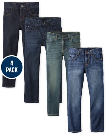 Boys Regular Basic Straight Jeans 4-Pack