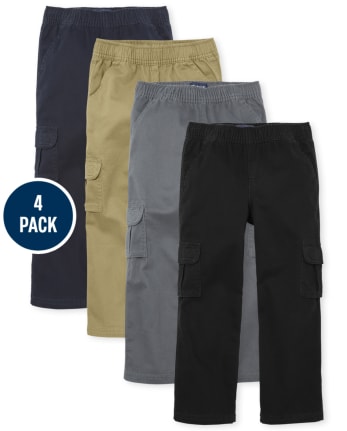 The Children's Place 3 Pack Boys' Navy Blue Husky Pull-On Cargo Pants -  beyond exchange