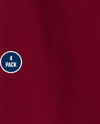 Lot de 4 polos uniformes en piqué à volants pour filles