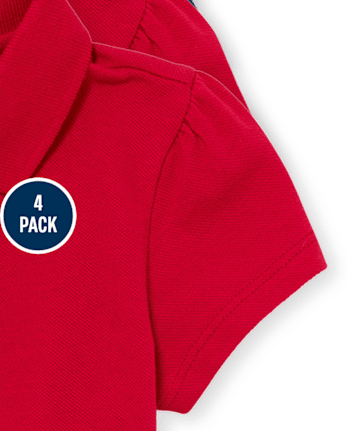 Polo de piqué con volantes de uniforme para niñas pequeñas, paquete de 4