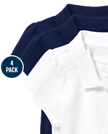 Polo de piqué con volantes de uniforme para niñas pequeñas, paquete de 4