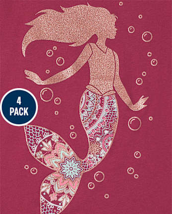 Paquete de 4 camisetas con gráfico de tendencia para niñas