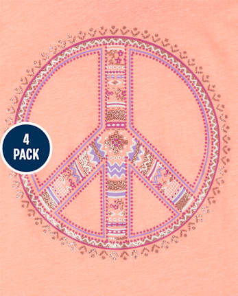 Paquete de 4 camisetas con gráfico de tendencia para niñas