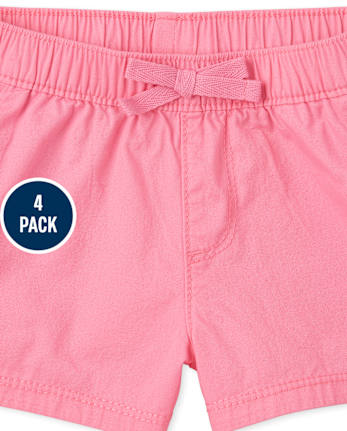 Paquete de 4 pantalones cortos sin cordones para niñas pequeñas