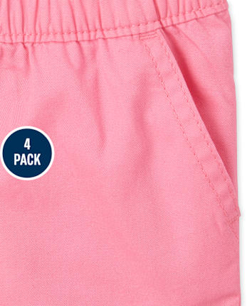 Paquete de 4 pantalones cortos sin cordones para niñas pequeñas