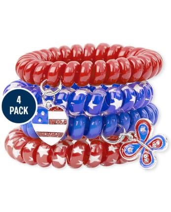 Paquete de 4 brazaletes tipo espiral Americana para niñas