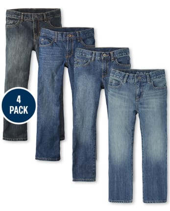 Boys Non-Stretch Bootcut Jeans 4-Pack - Slim