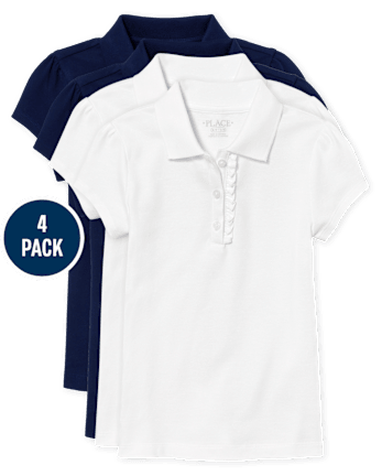 uniformes pour fille Ruffle Pique Polo 4-Pack - Plus