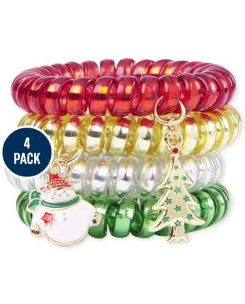 Girls Christmas Coil Bracelet 4-Pack