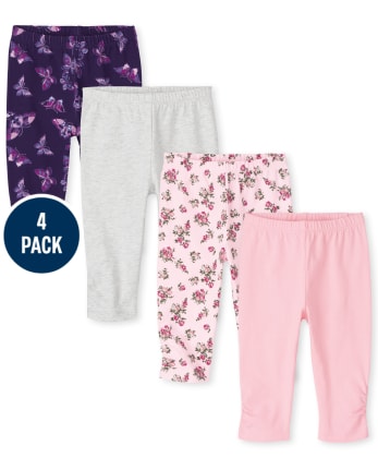 Pack de 4 pantalones de punto con estampado de mariposas bebé niña | The Children's Place - ROSE POTTERY