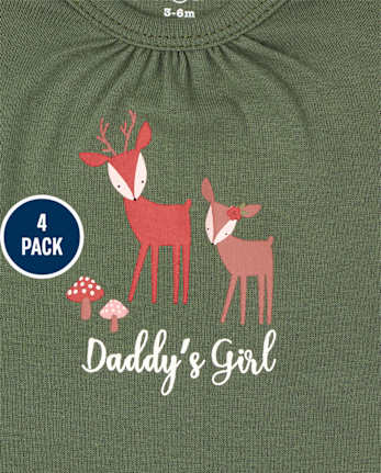 Baby Girls Deer Bodysuit 4-Pack