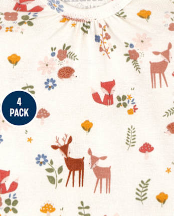 Baby Girls Deer Bodysuit 4-Pack