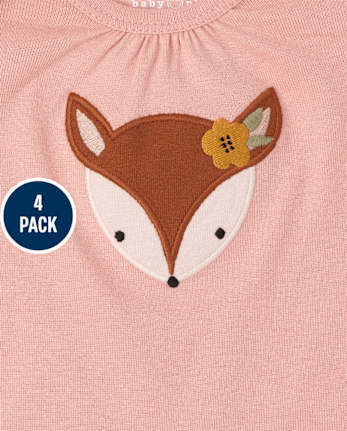 Baby Girls Deer Bodysuit 4-Pack
