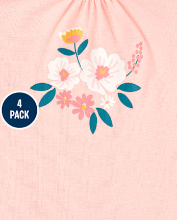 Lot de 4 bodys à fleurs pour bébé fille