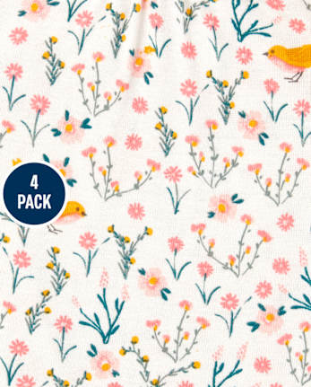 Lot de 4 bodys à fleurs pour bébé fille