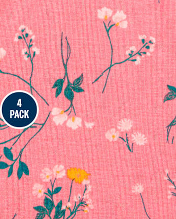 Lot de 4 bodys à fleurs pour bébé fille