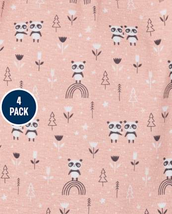 Lot de 4 bodys panda pour bébé fille