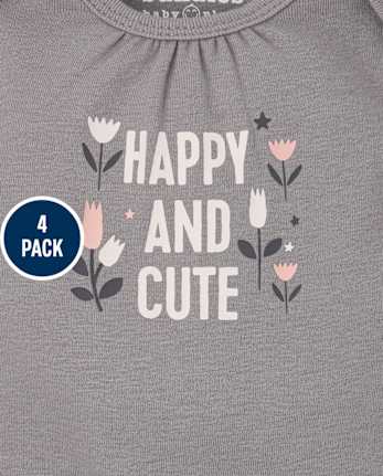 Lot de 4 bodys panda pour bébé fille