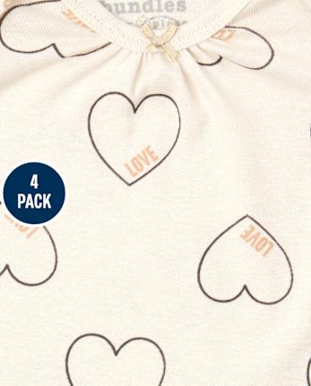 Baby Girls Heart Bodysuit 4-Pack