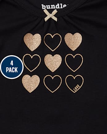 Baby Girls Heart Bodysuit 4-Pack