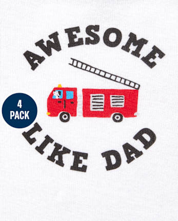 Baby Boys Fire Truck Bodysuit 4-Pack