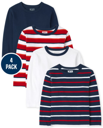 Lot de 4 hauts rayés pour bébés et tout-petits garçons