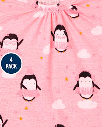 Baby Girls Penguin Bodysuit 4-Pack