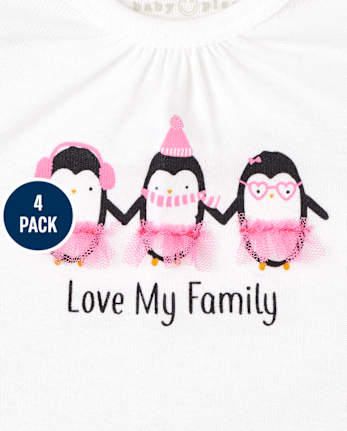 Baby Girls Penguin Bodysuit 4-Pack