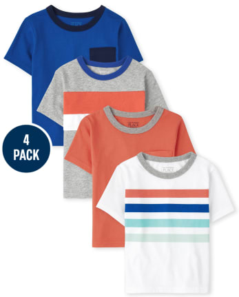 Paquete de 4 tops a rayas para niños pequeños