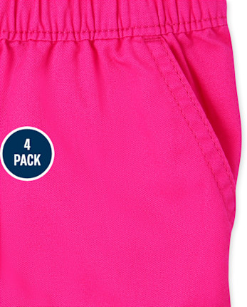 Girls Twill Pull On Shorts 4-Pack