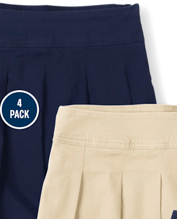 Falda pantalón niña Uniform Stretch plisada con botones, paquete de 4