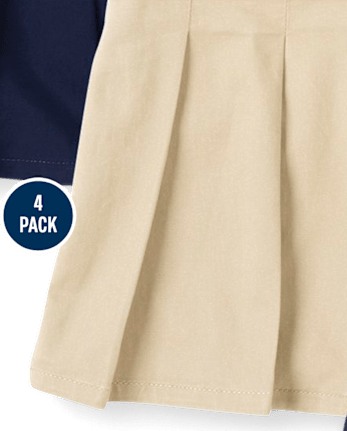 Falda pantalón niña Uniform Stretch plisada con botones, paquete de 4
