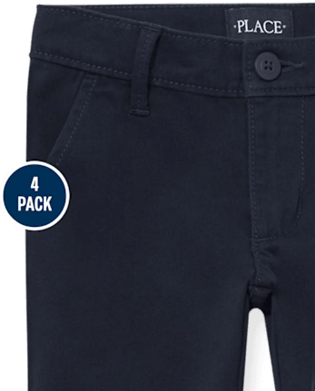 Pantalón chino ajustado elástico Niña Uniform, paquete de 4