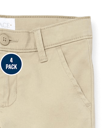 Pantalón chino ajustado elástico Niña Uniform, paquete de 4