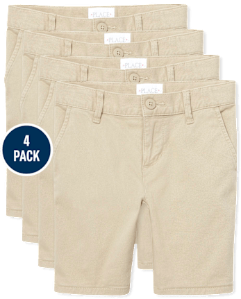 Girls Uniform Stretch Chino Shorts 4-Pack