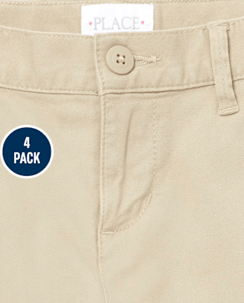 Girls Uniform Stretch Chino Shorts 4-Pack