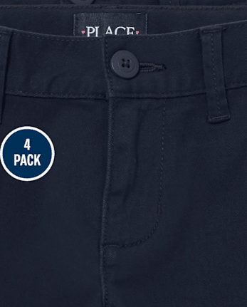 Lot de 4 shorts chino extensibles pour uniformes pour filles