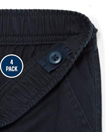 Pantalones cargo estilo chino sin cordones para niño, paquete de 4