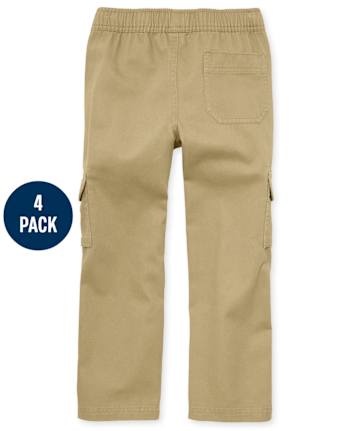 Pantalones cargo estilo chino sin cordones para niño, paquete de 4