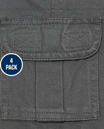 Pantalones cargo estilo chino sin cordones para niño, paquete de 4