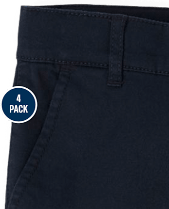 Pantalones chinos ajustados elásticos de uniforme para niños, paquete de 4