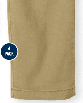 Pantalones chinos ajustados elásticos de uniforme para niños, paquete de 4