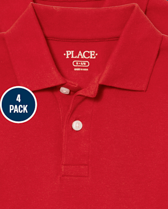Polo de piqué de uniforme para niños, paquete de 4