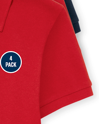 Polo de piqué de uniforme para niños, paquete de 4