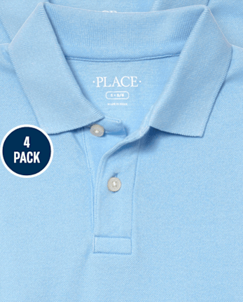 Polo de piqué de uniforme para niños, paquete de 4