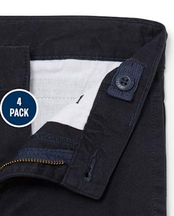Pantalones chinos elásticos de uniforme para niños, paquete de 4