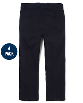 Pantalones chinos elásticos de uniforme para niños, paquete de 4