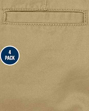 Pantalones chinos elásticos de uniforme para niños, paquete de 4